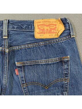 Levi's Jeans Men's 32x32 Fits 32x29 Blue 501 Straight Button Fly Denim